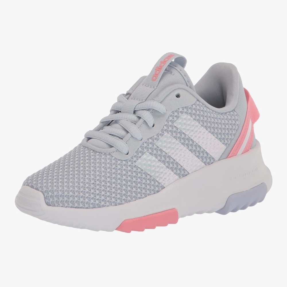 Adidas Toddler Racer Running Gray White and Pink irridescent  Sneakers